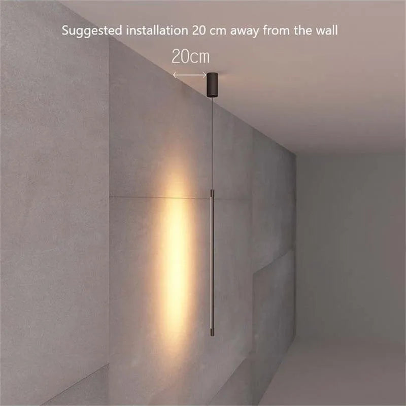 Pendellampe Slim Svart Metall Soverom Lampen Luvikno