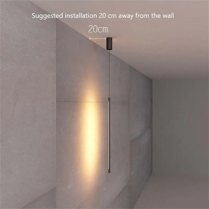 Pendellampe Slim Svart Metall Soverom Lampen Luvikno