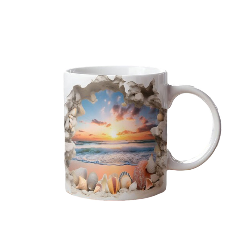 3D Ocean Beach Break Through Theme Kaffeekopp | Luvikno