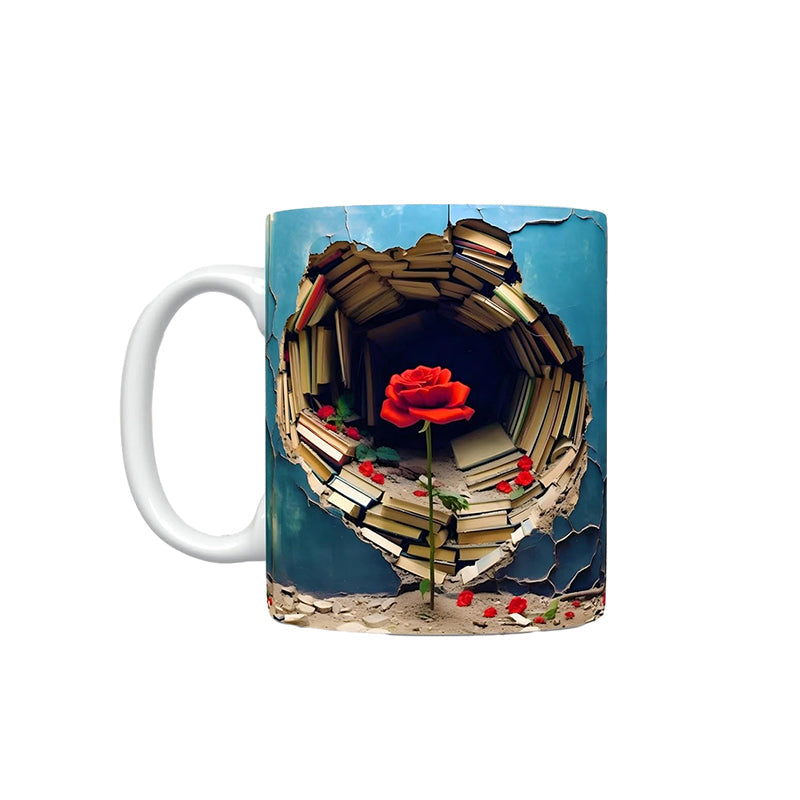 3D Floral Bokhylle Sprukket Hull Kaffe Kopp | Luvikno
