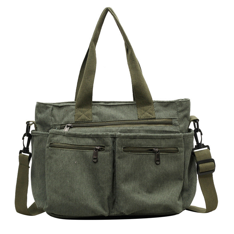 Ensfarget kordfløyels totebag | Luvikno