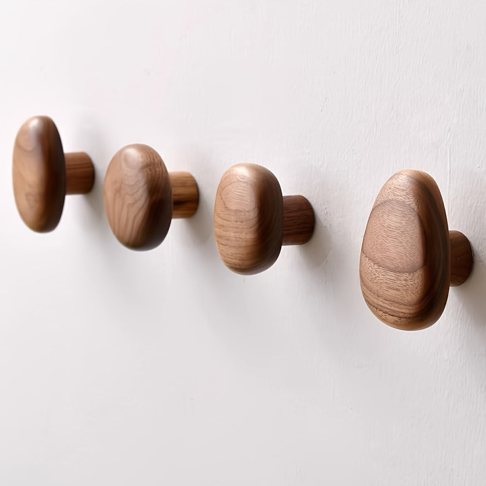 Luvikno | WoodCraft Trevegghooker Sett – Håndlaget design av valnøtt og bøk tre
