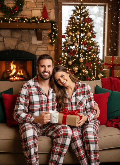 Luvik | Loma Perhe Punainen Ruudullinen Napitettavat Jouluyöpuvut