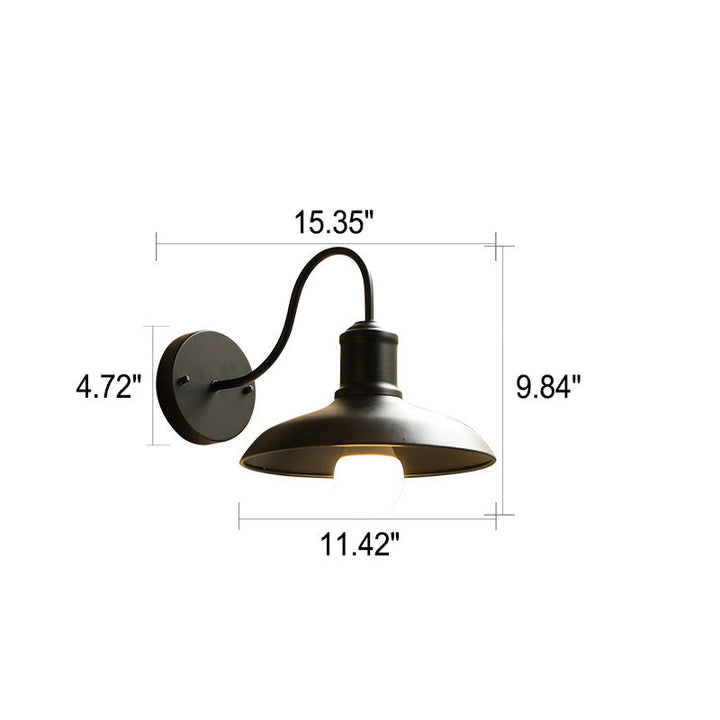 Retro Loft Dome Jern Utendørs Vanntett 1-Lyskilde Buet Arm Vegglampe | Luvikno