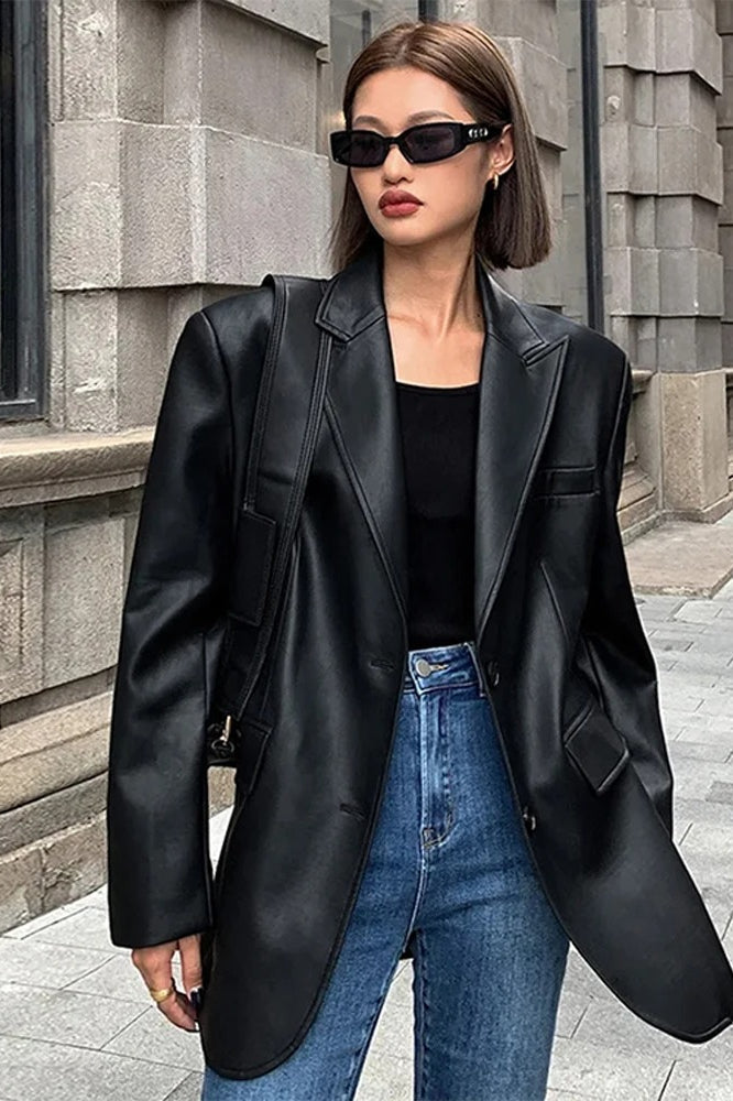 Luvik | PU-lær Blazer-jakke