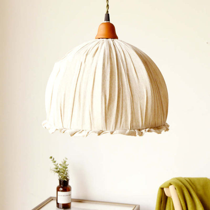 EcoLume - Minimalistisk skandinavisk LED Pendellampe Beige Tørkle, Justerbar for Stue og Spisestue | Luvikno