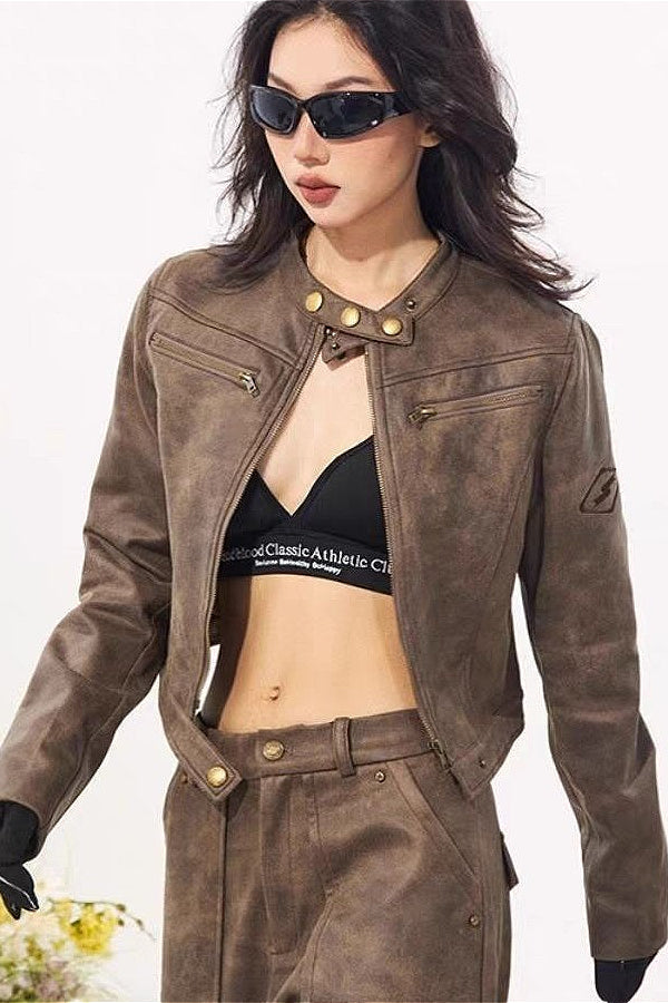 Luvik | Stand Collar Suede Takki