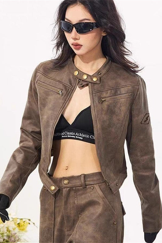 Luvik | Stand Collar Suede Takki