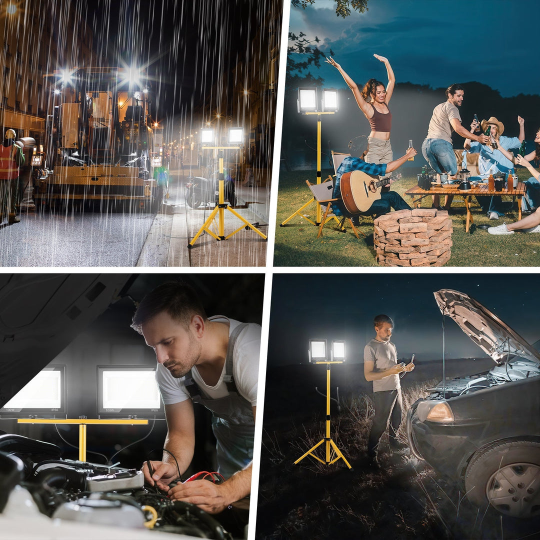 LED Konstruksjonslys 2 x 50W/100W/200W med Stativ Justerbar | Luvikno