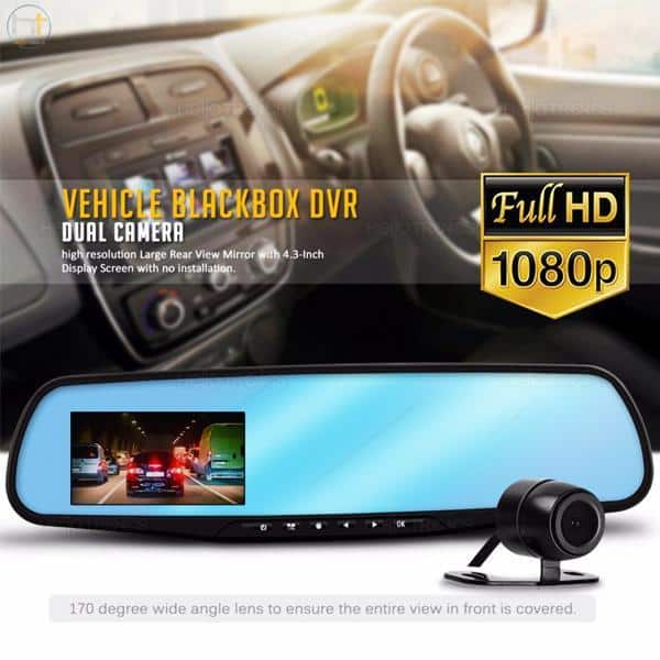 Dashcam speil med front/bak kamera (Full HD og nattsyn) | Luvikno