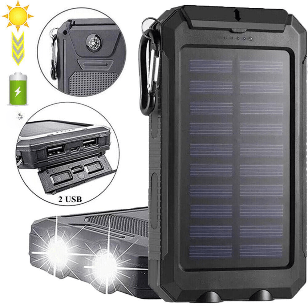 Luvikno | Vanntett Støtsikker Solbatteri 10 000 mAh | Soloppladbar
