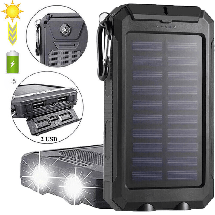 Luvikno | Vanntett Støtsikker Solbatteri 10 000 mAh | Soloppladbar