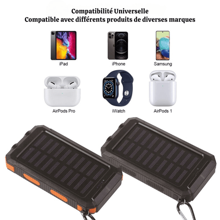Luvikno | Vanntett Støtsikker Solbatteri 10 000 mAh | Soloppladbar