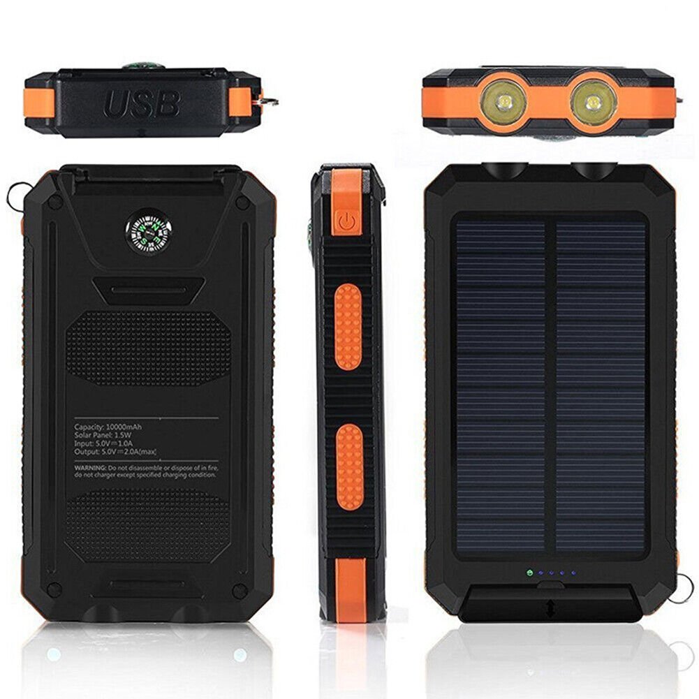Luvikno | Vanntett Støtsikker Solbatteri 10 000 mAh | Soloppladbar