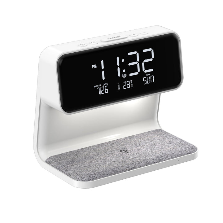 3-i-1 Nattbordlampe Lader Klokke | Luvikno