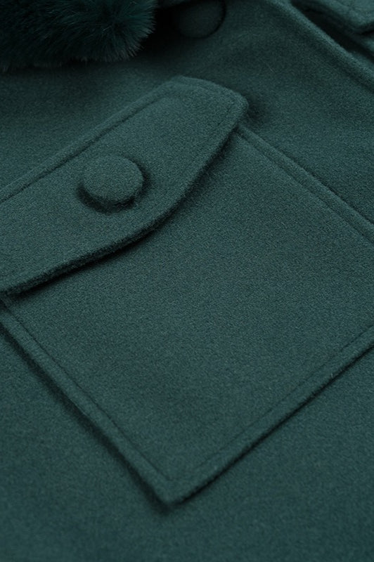 Luvik | Irrotettava turkiskaulus villakangastakki