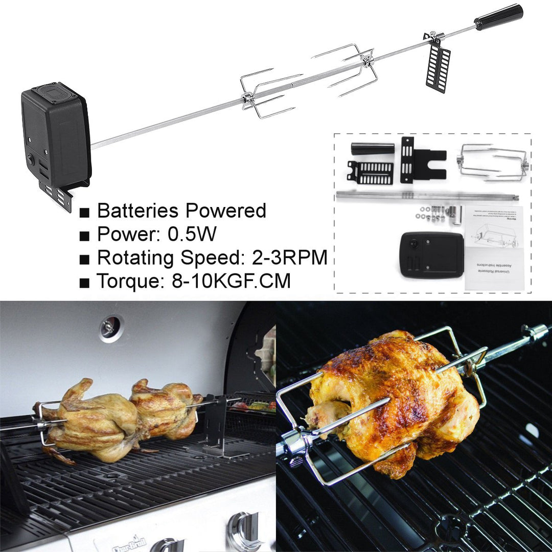 BBQ Grill Motor Kjøttgafler Sett Automatisk Spydstang Rotisser Kit | Luvikno