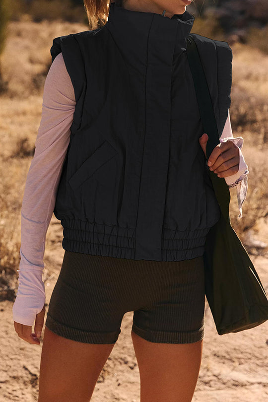 Luvik | Pystykraagipainike hihaton löysä taskulaukku takki