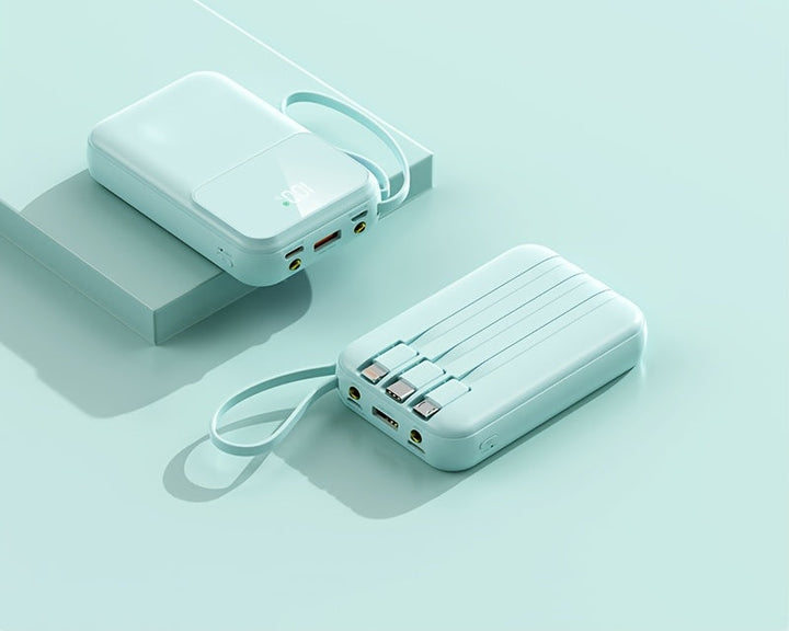 Luvikno | 10000mAh Portable Power Bank with Fast Charging and Built-in Cables – Compact Phone Charger with LED Display