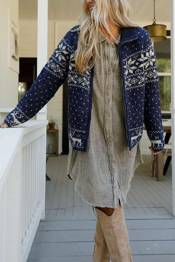 Luvik | Joulutähti-Poro-Vetoketju Pitkähiha-paita