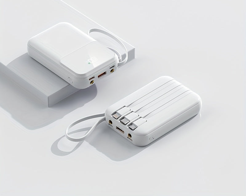 Luvikno | 10000mAh Portable Power Bank with Fast Charging and Built-in Cables – Compact Phone Charger with LED Display