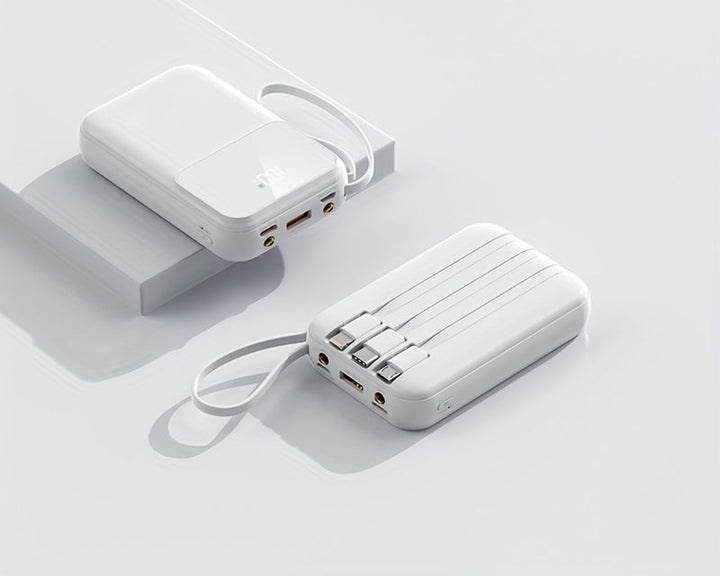 Luvikno | 10000mAh Portable Power Bank with Fast Charging and Built-in Cables – Compact Phone Charger with LED Display