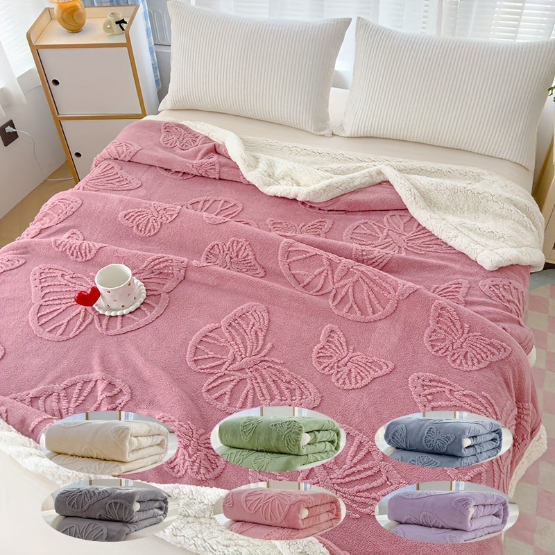 Cozy Luxe – Myk Fleece Teppe med Sommerfugl Design Luvikno