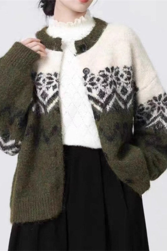 Luvik | Retro Nordic Julen Snømann Jacquard Strikkegenser