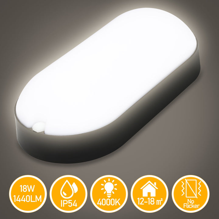 15W LED Fuktbestandig Lys IP54 2 Stykker | Luvikno