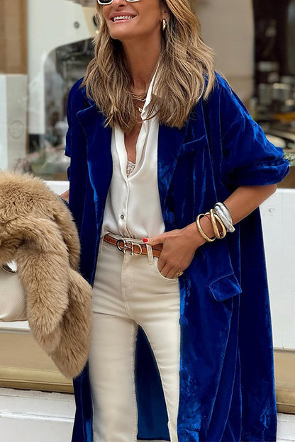 Luvik | kultainen samettinen Trenchcoat pitkä hame takki