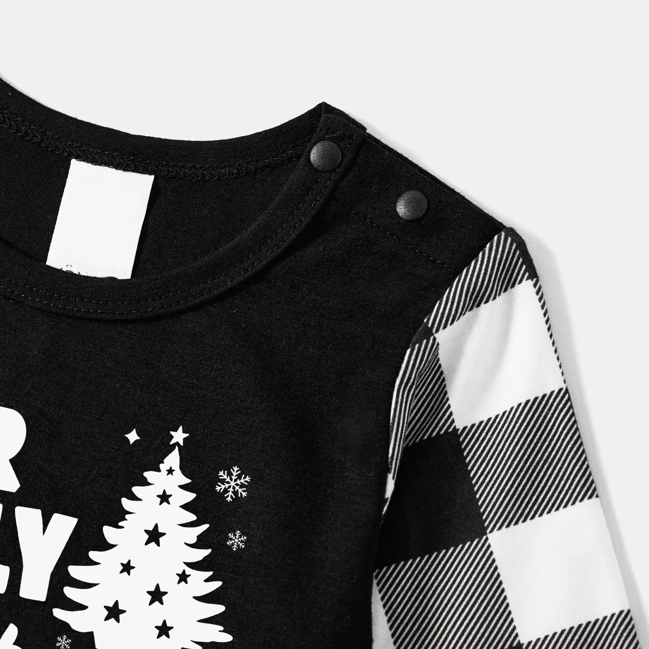 Luvik | Joulukuusi & "2025 Yhdessä Luoden Muistoja" Kuosiset Mustavalkoiset Ruudulliset Pyjaman Setti