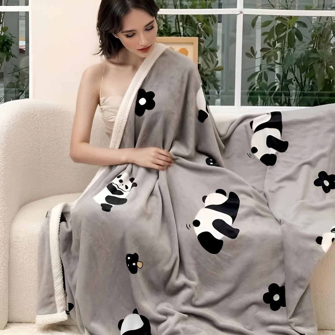 PandaSnug Teppe - Myk og Varm Panda Trykk Flanell Fleece Teppe | Luvikno