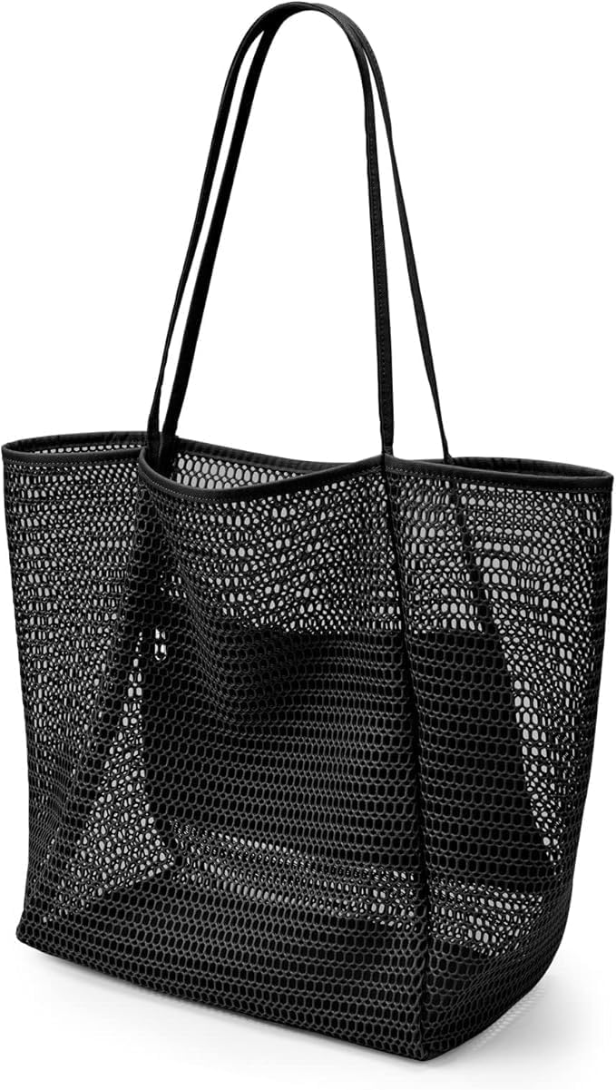 Foldbar mesh strand tote bag med innerlomme | Luvikno