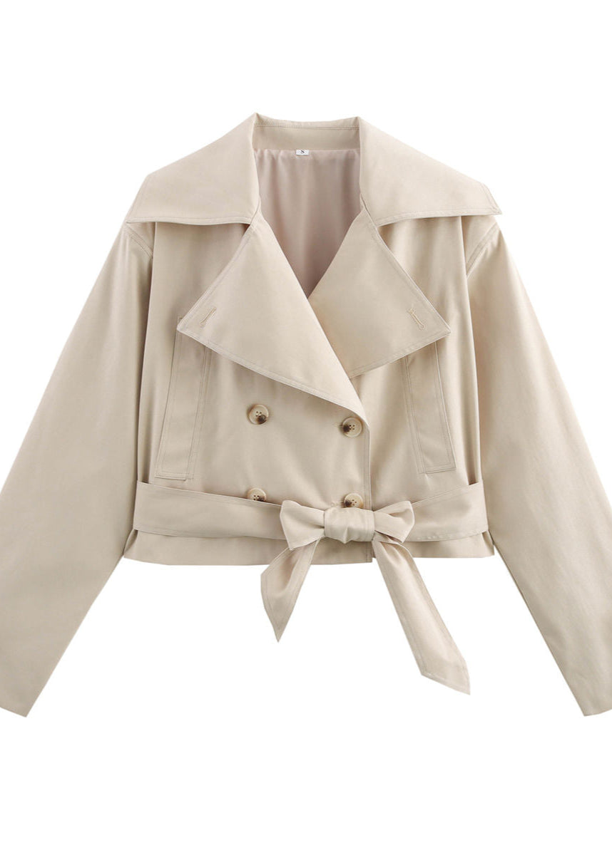 Luvik | Korte belte trench coat med overdimensjonerte klaffer