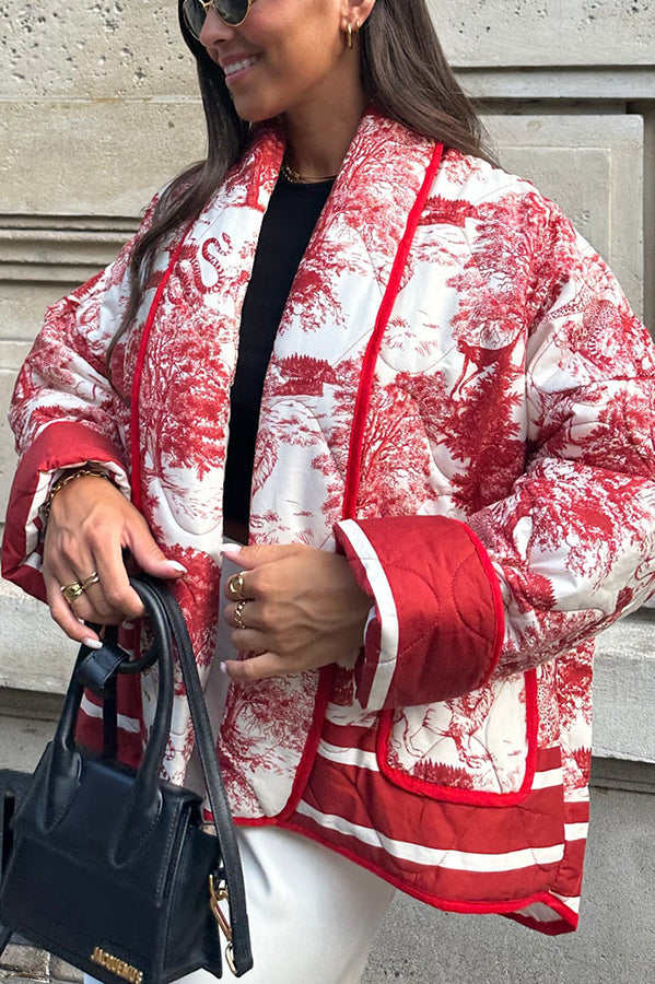 Luvik | Songs Posliinitiiviste Painettu Kassi Pehmustettu Puuvilla Kimono Takki