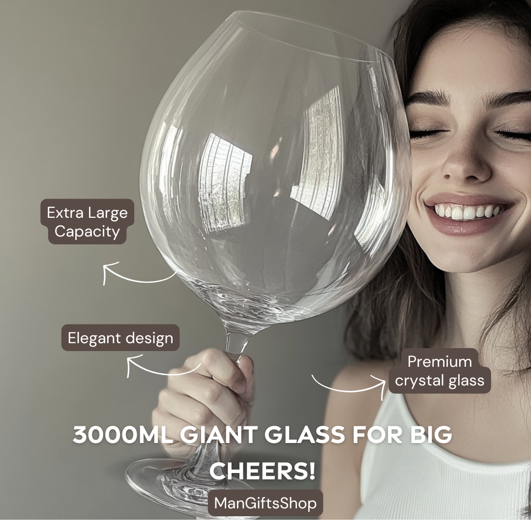 Kjempe 106 Oz Vin Glass og Ølkrus Kombinasjon - 3000ML Ekstra Stor Krystallglass for Fester, Bryllup, og Feiringer Luvikno