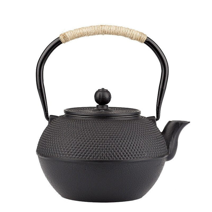 Svart jernkjele med infuser, støpejerns tekjele for vannkoking | Luvikno