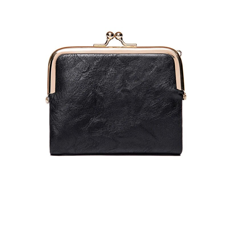 Lommebok Veske | Vintage Kiss Lock Lite PU Skinn Luvikno