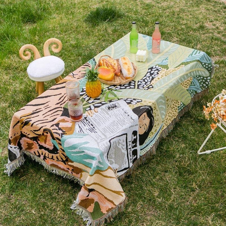 Boho Stil Strikket Teppe for Koselig Hjemmedekor | Luvikno