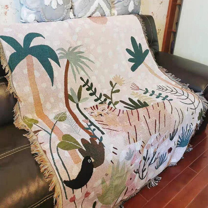Boho Stil Strikket Teppe for Koselig Hjemmedekor | Luvikno