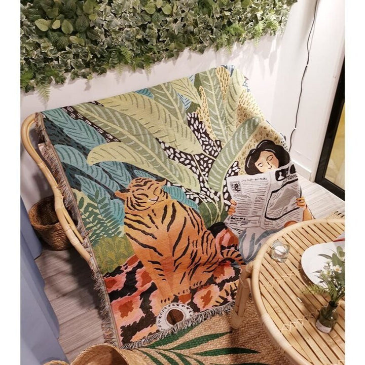 Boho Stil Strikket Teppe for Koselig Hjemmedekor | Luvikno