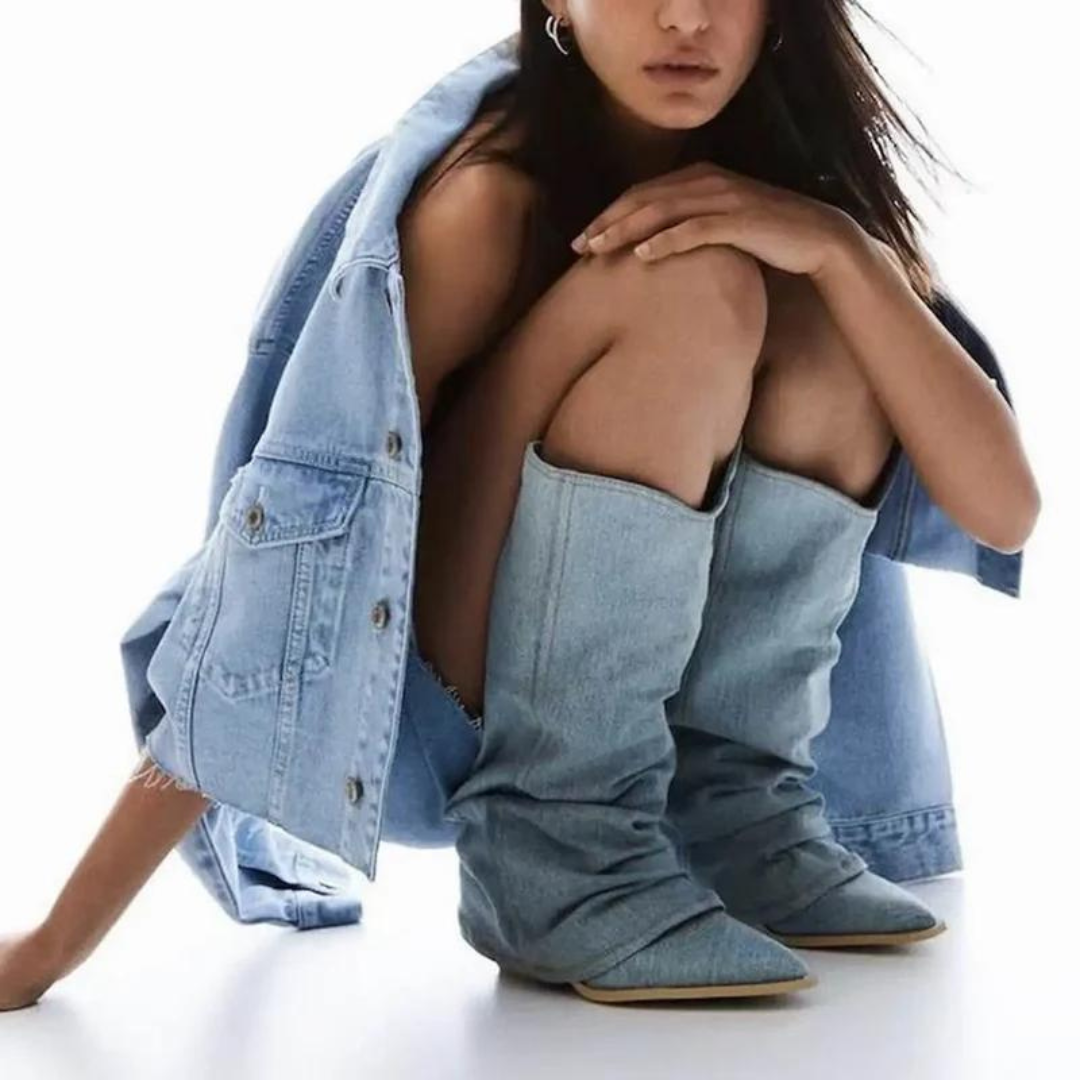 Luvik | Block Heels Naisten Denim saappaat