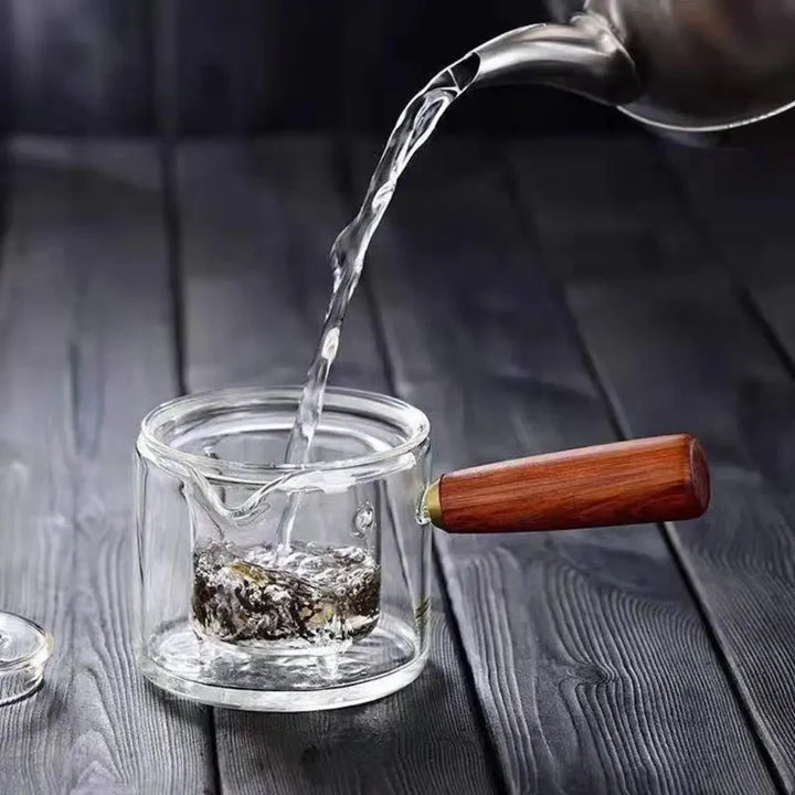 Borosilicate Glass Teapot Kettle Wooden Handle Heat Resistant Tea Maker | Luvikno