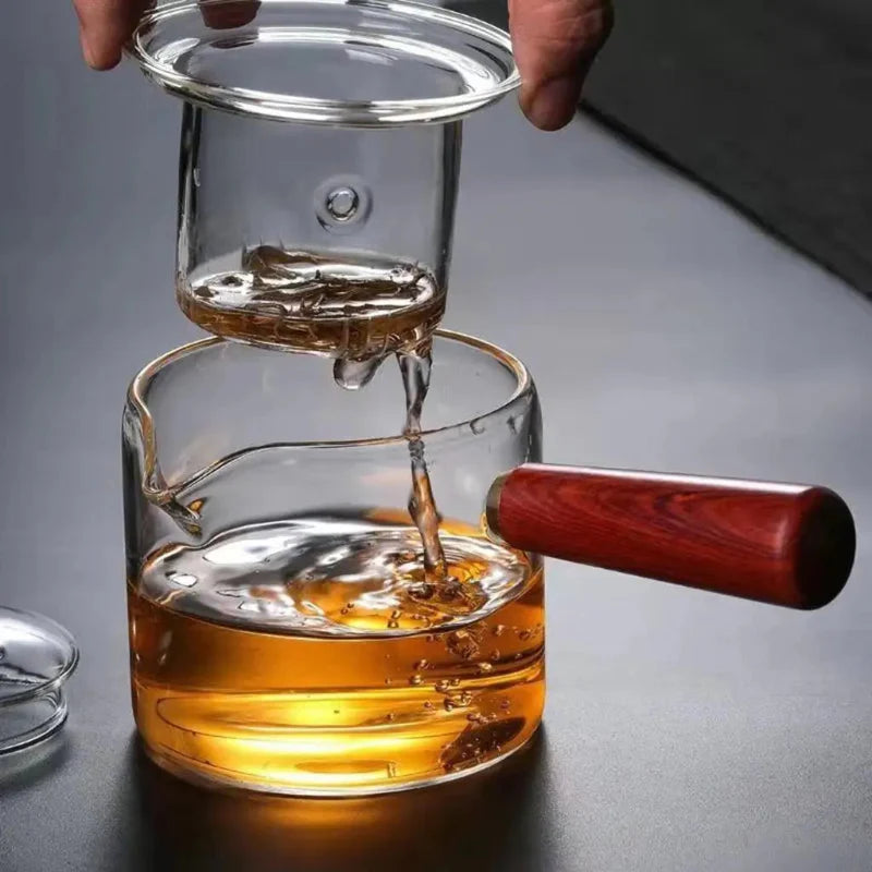 Borosilicate Glass Teapot Kettle Wooden Handle Heat Resistant Tea Maker | Luvikno