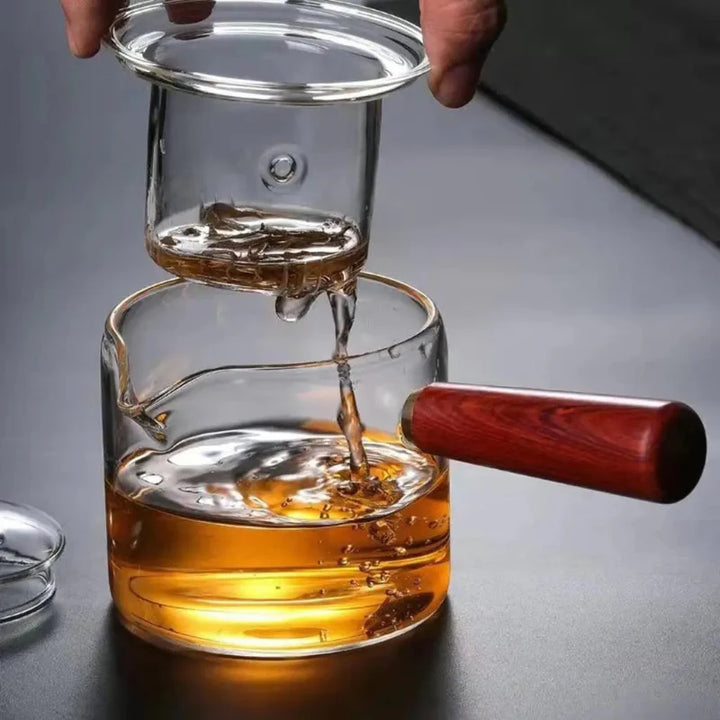 Borosilicate Glass Teapot Kettle Wooden Handle Heat Resistant Tea Maker | Luvikno