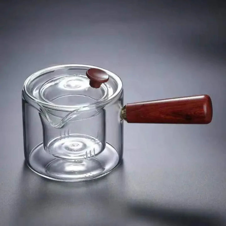 Borosilicate Glass Teapot Kettle Wooden Handle Heat Resistant Tea Maker | Luvikno
