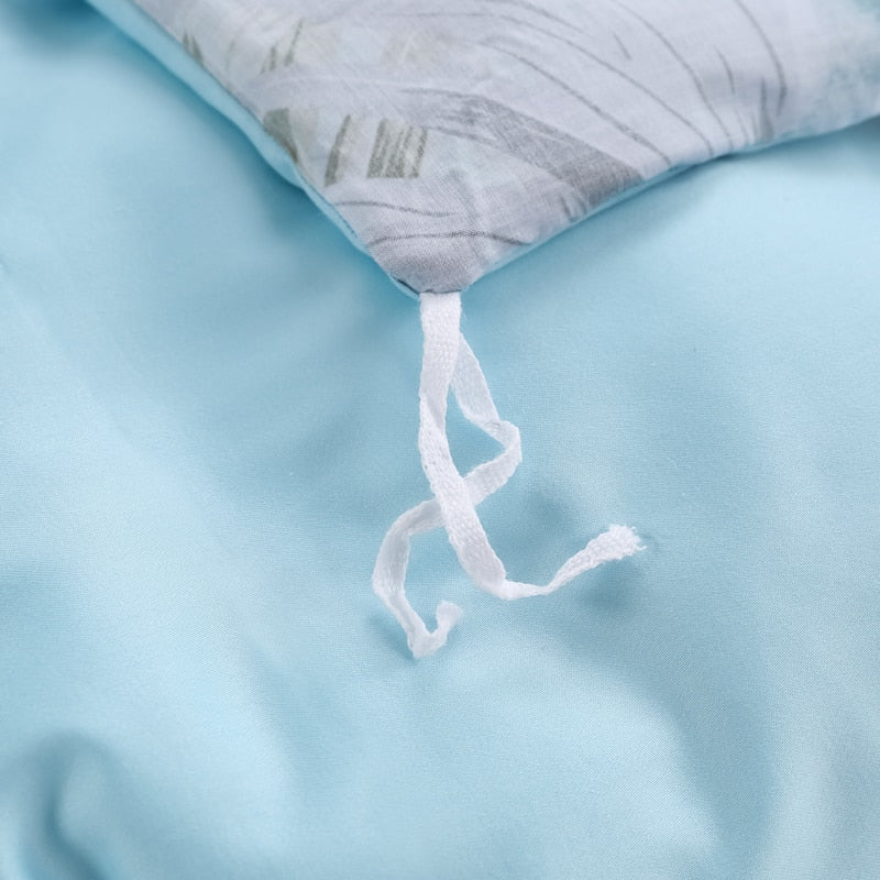 Azure Bloom Duvet Cover Set (Egyptian Cotton, 500 TC) | Luvikno