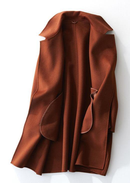 Luvik | brun ullfrakk for store kvinner trendy jakker & frakker direkte jakke vendekrage