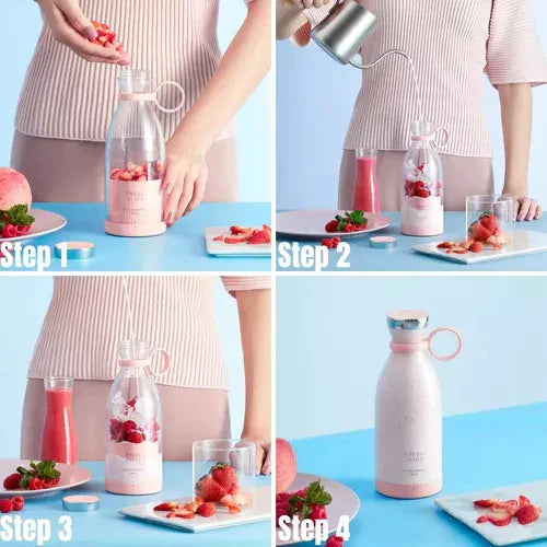 Luvikno | Kompakt Bærbar Smoothie Mixer med Fruktbeholder og Drikkelokk