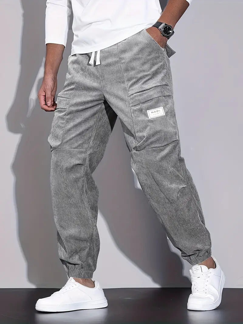 Luvik | Miesten Cargohousut Fleece Mukavat Urheiluhousut Taskuilla Streetwear-tyylissä